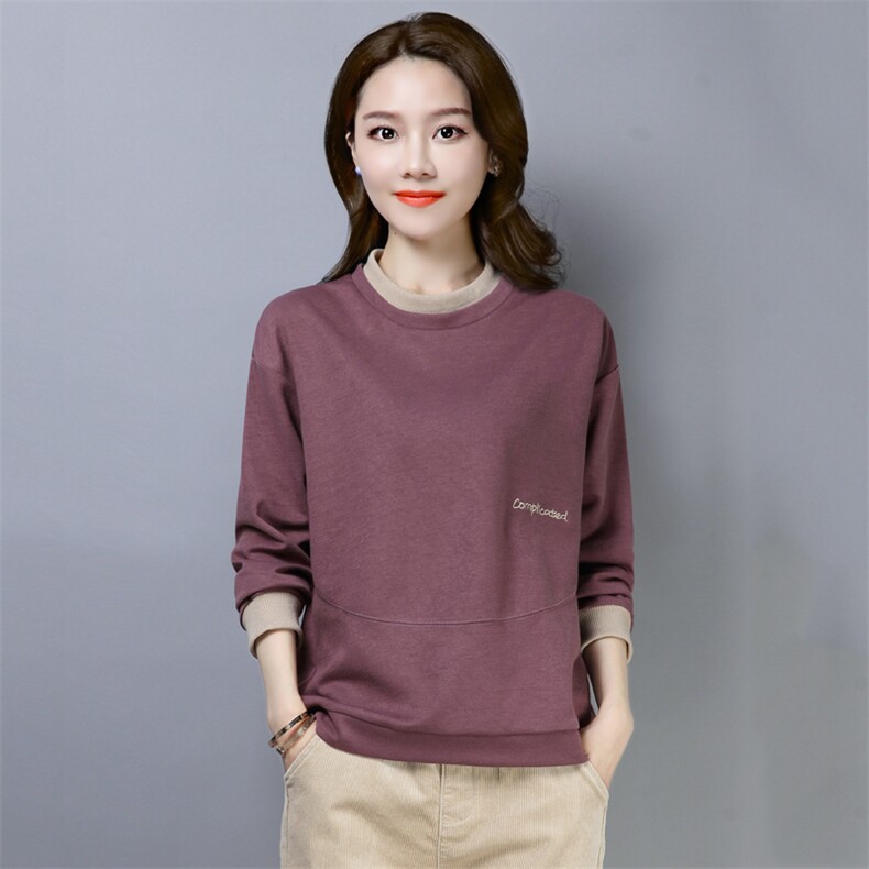 2021年春季新款潮韩版套头圆领卫衣女宽松百搭上衣服女士打底衫棉图片
