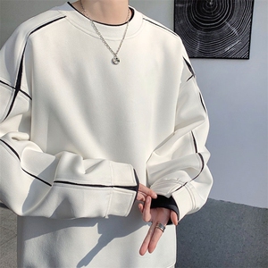 6883加绒款菠萝格拼接圆领休闲潮男生长袖卫衣YY6883-P50加绒P60图片