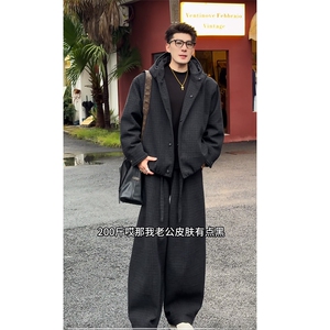 抖音高级保暖连帽棉服外套弯刀裤套装TZ353上衣135裤子78网图图片