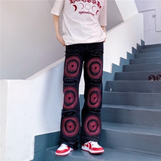 美式高街牛仔裤男韩版潮流刺绣个性帅2025秋冬ins长裤RK1126-P66，男装牛仔裤，星座412