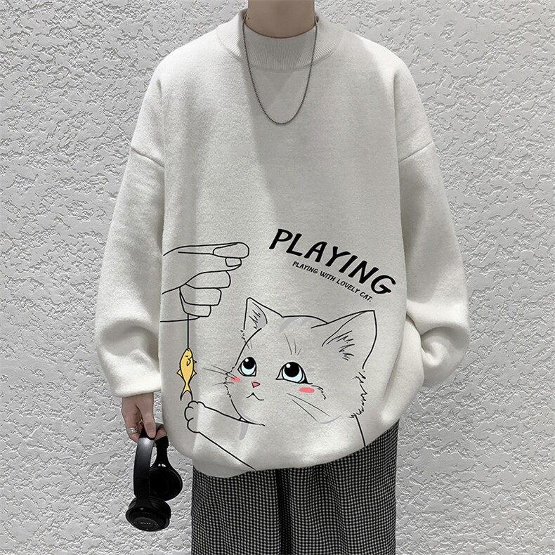 控68半高领毛衣男士大码针织衫男毛线衣男M18129-P45加绒款-P65，男装针织衫/毛衣，电商A040