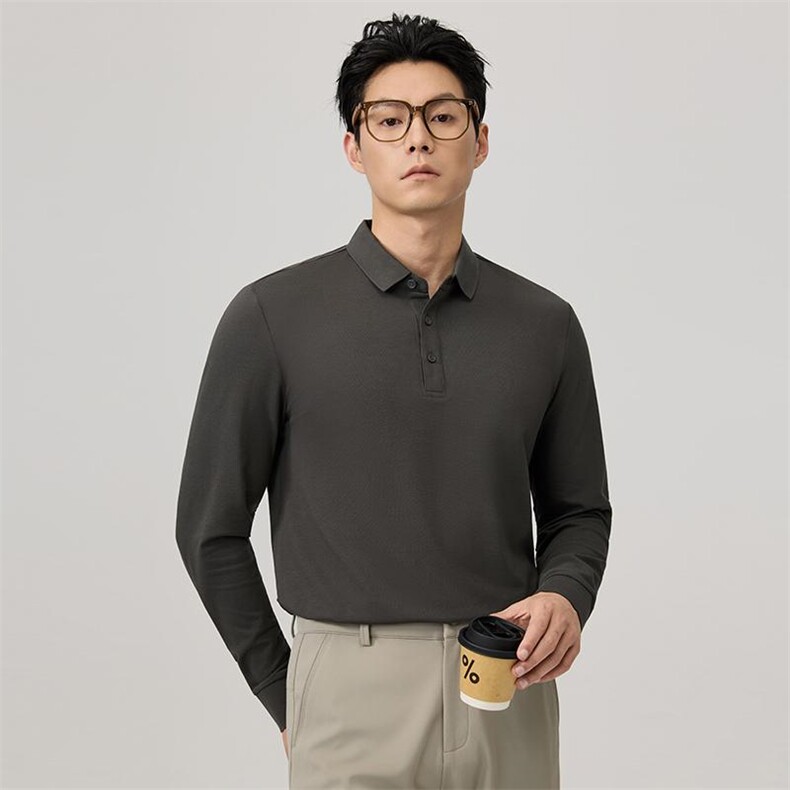 长期款品质长袖翻领多色纯色Polo衫35008-特P48,男装Polo衫,电商D342