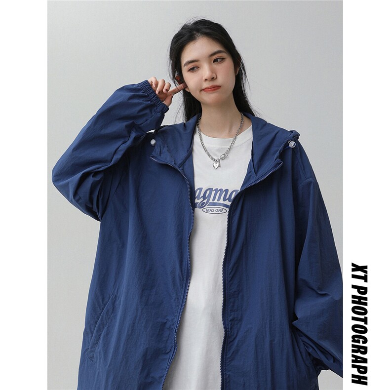 2025夏季新款纯色连帽宽松情侣防晒衣F169/P69，女装防晒衣，星座202-3