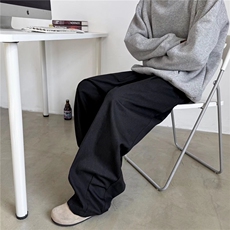 日系简约休闲阔腿裤男春秋季潮牌极简风直筒宽松工装长裤HR47/P56，男装休闲裤，星座506