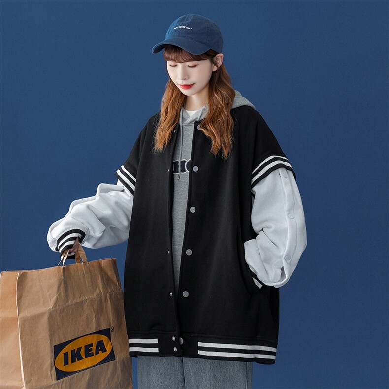 ！秋季潮流中性风简约休闲夹克情侣棒球服外套-G550 P75控98图片