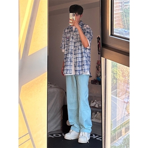 25年春季水洗高街vibe直筒宽松阔腿五色牛仔裤NZ2310-P55控78,青少年牛仔裤搭配鞋子图片