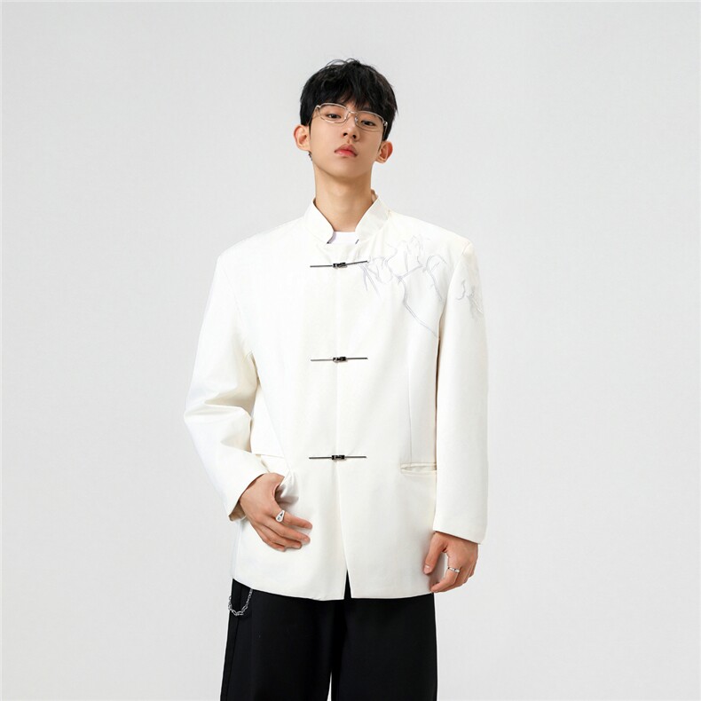 可二开「折棘」荆棘立体绣设计大码M-5XL中式西服XF78058P90控138,男装西服,星座227-7