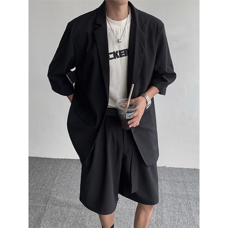 新款现货男士黑色休闲西服套装百搭外套上衣-B327-TZ02-P118,男装西服套装,电商B327