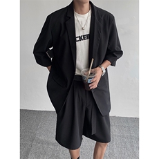 新款现货男士黑色休闲西服套装百搭外套上衣-B327-TZ02-P118，男装西服套装，电商B327