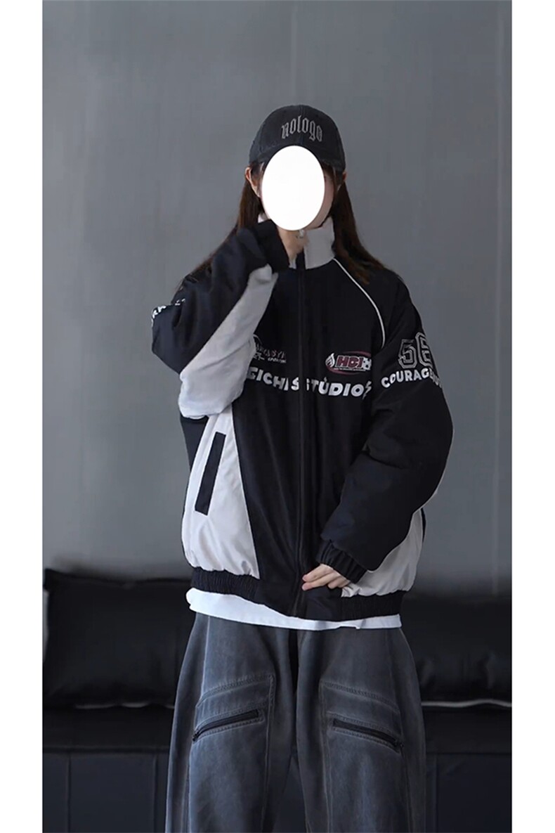 抖音视频截图只展示大货印花立领机车潮牌棉服77950特P85,男装棉衣,星座226-2