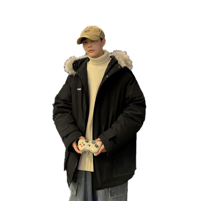 羽绒服新款潮连帽大毛领情侣加厚短款学生外套刺绣R9001P130,男装羽绒服,星座301D-4(原星座1004-4）