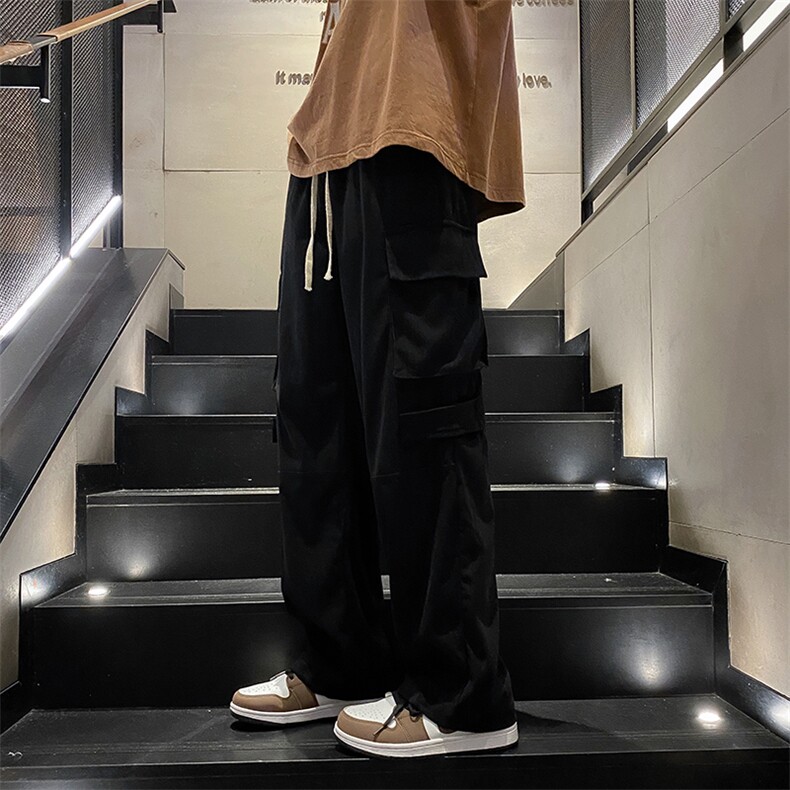 灯芯绒工装裤男秋冬季潮牌阔腿休闲长裤直筒宽松裤男款K0293-P40,男装休闲裤,星座308B-1