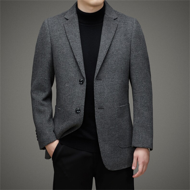 DJ82301钱塘2020-3冬季厚款时尚休闲简约中年男士毛呢西服P395，男装毛呢大衣，钱塘207-3