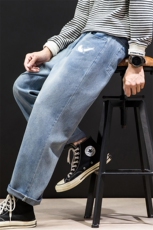 NK46111-P45加绒-P55百搭牛仔裤男士宽松九分裤男直筒裤子男，男装牛仔裤，电商A040A