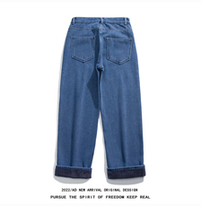 k817J-P55-限价78-M-5XL加绒得物美式牛仔裤白底大码长裤阔腿，男装牛仔裤，星座103A