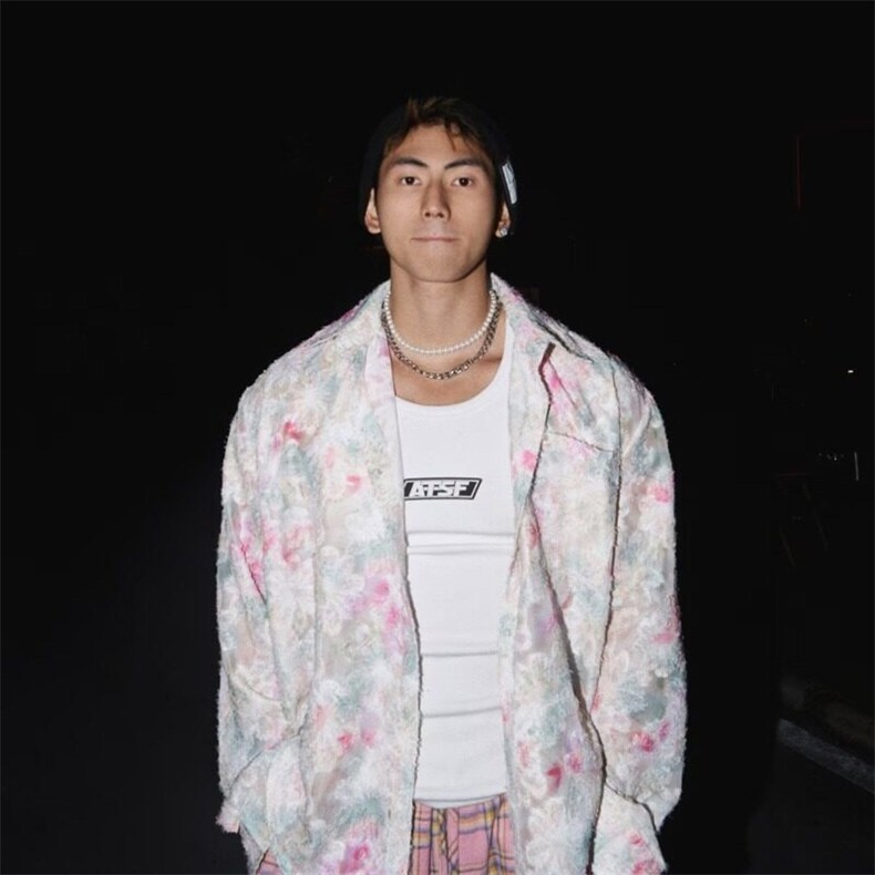 夏季小众很仙碎花衬衫男长袖休闲韩版薄款设计感时尚气质防晒衬衣,男装衬衫,星座506A