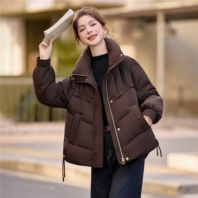 常规立领白鸭绒羽绒服女2025冬季新款休闲宽松百搭加厚保暖,女装羽绒服,余墨