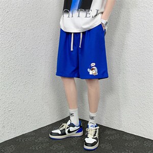 HD74239-P22 华夫格短裤男大码宽松五分裤男直筒中裤图片