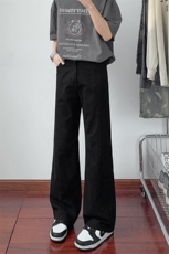 B221美式ins高街暗黑宽松直筒洗褪拼接牛仔裤LK25433-特P50控88，男装牛仔裤，电商B221
