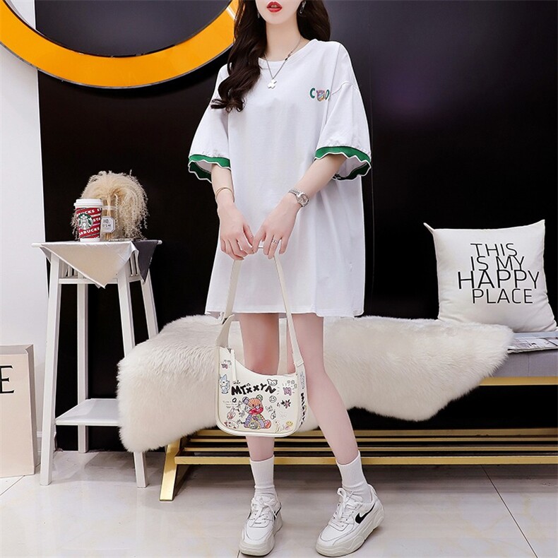 H18新款棉拉架夏季网红设计款涂鸦印花圆领T恤女P43,女装T恤,星座309B-2