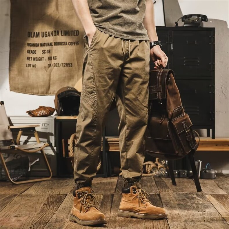 美式重磅复古工装裤男春秋新款宽松潮牌哈伦休闲原创束脚裤男K79,男装工装外套,星座310B-1