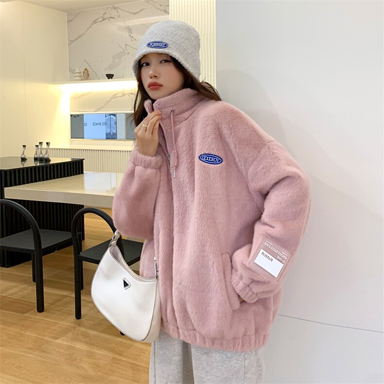 皮毛一体外套女2021新款冬季女装韩版时尚仿貂绒年轻皮草上衣女潮,女装皮草,潮品会