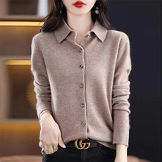 2025POLO领开衫百搭时尚，女装针织衫/毛衣，羿纯羊绒高端店
