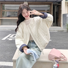 有货格子袖拼接薄款棉衣2C090-8947-P145-K218，女装棉衣/棉服，2C090