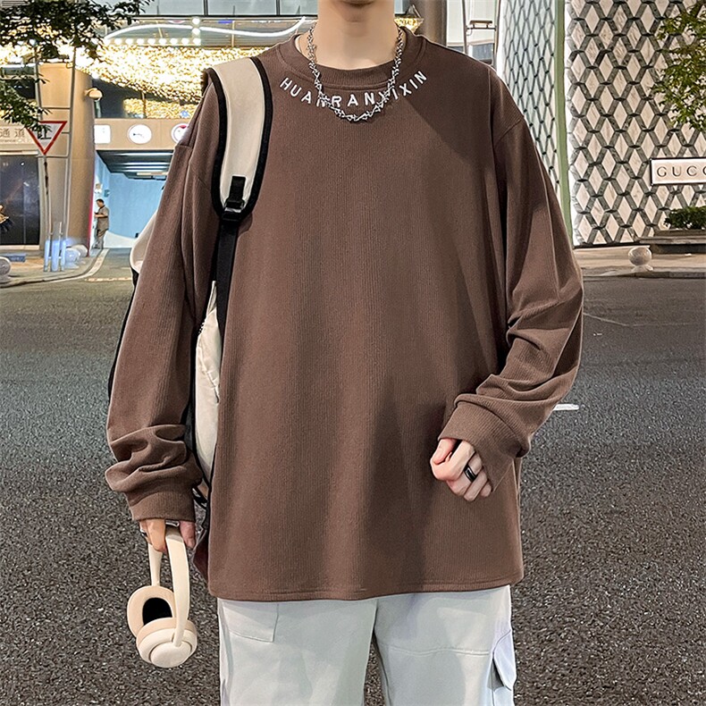 长袖t恤男生春秋潮牌美式圆领打底衫宽松上衣WY0322-P38,男装T恤,星座308B-2
