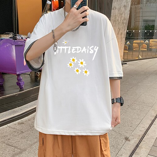 JT55068-P25 假两件短袖t恤男大码胖子半袖体恤半截袖 港风图片