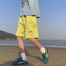 多巴胺运动短裤男生夏季薄款海边沙滩中裤潮牌大码宽松直筒五分裤，男装牛仔裤，星座604