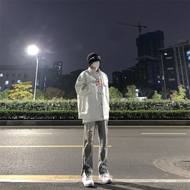已授权欧美hiphop裤子高街破洞牛仔裤修身直筒拉链微喇工装裤,男装牛仔裤,星座310A-4