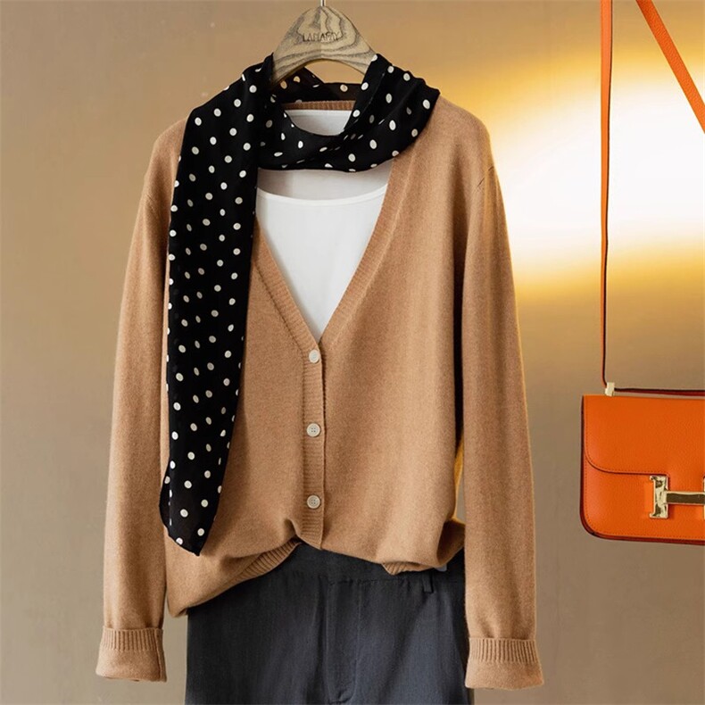 时尚气质百搭潮流简约纯色羊毛针织衫2024年秋季，女装羊毛衫，德聚羊绒