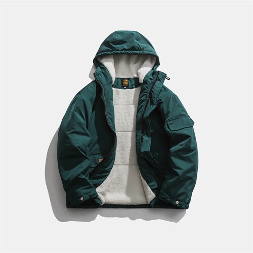 ZM059-P140 连帽工装多口袋羊羔毛夹棉棉衣加厚棉服潮牌外套男图片