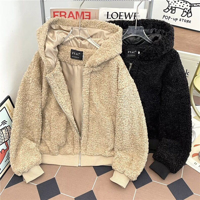 座山雕毛毛外套男女冬季加厚保暖毛领棉服夹克潮流简约,男装夹克,星座410-6（原星座1304-1）