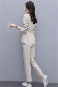 2021春款舒适潮流气质纯色西装两件套修身小个子显瘦髦洋气减龄图片