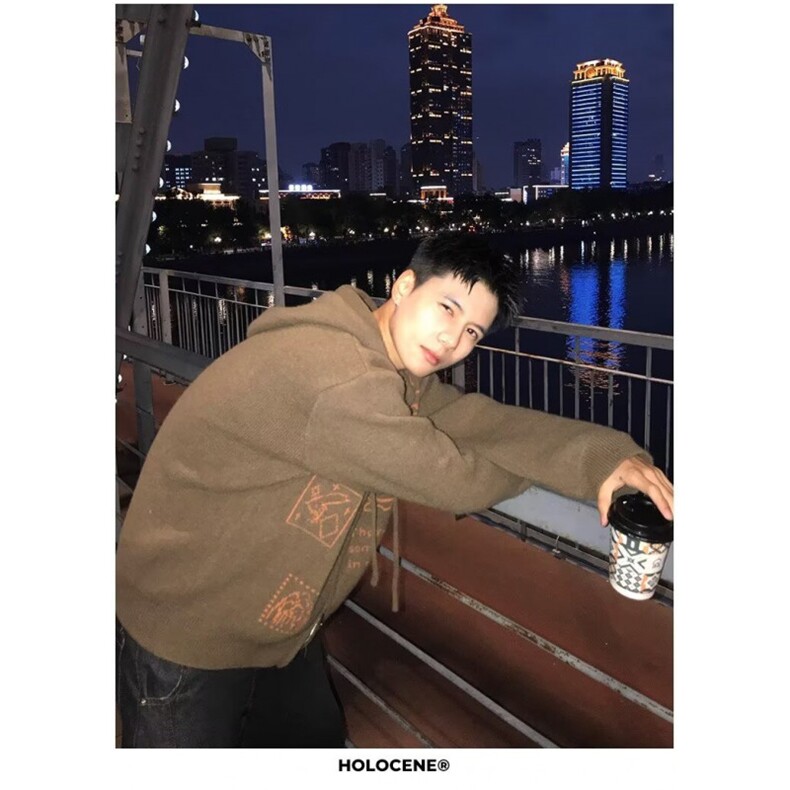 【005】连帽双开拉链图案提花设计针织保暖毛衣A079-M247-P67,男装针织衫/毛衣,电商A079