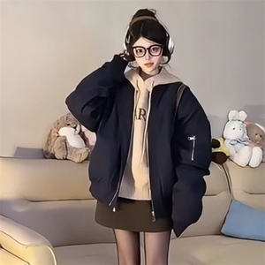 美式复古棒球服外套男女秋冬新款大码显瘦高级感飞行员夹克冲锋衣