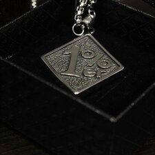 礼盒装个性时尚男热卖欧美复古1%er方形吊牌钛钢吊坠项链，项链，星座510A-1