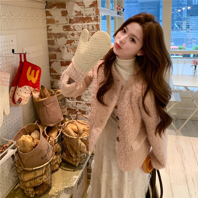 羊羔毛外套2D014-10024-P165-K268,女装短外套,2D014