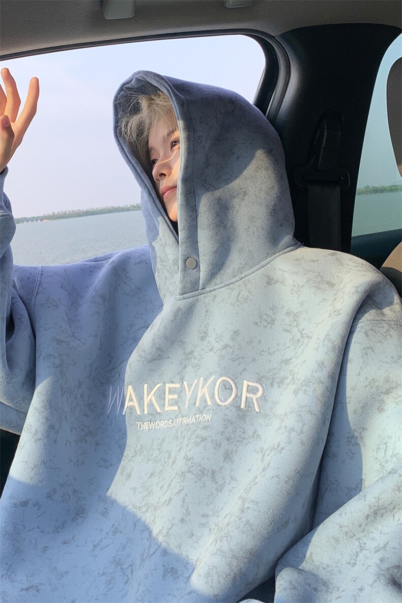秋冬扎染重磅420克连帽卫衣刺绣男女B208-WY3701-P65控98,男装卫衣,电商B208