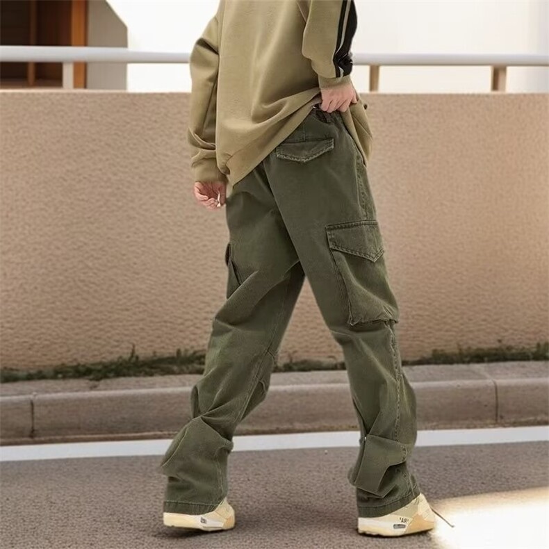美式复古做旧大口袋直筒工装裤男潮高街宽松长裤KG01，男装休闲裤，星座1116A（原606A-3）