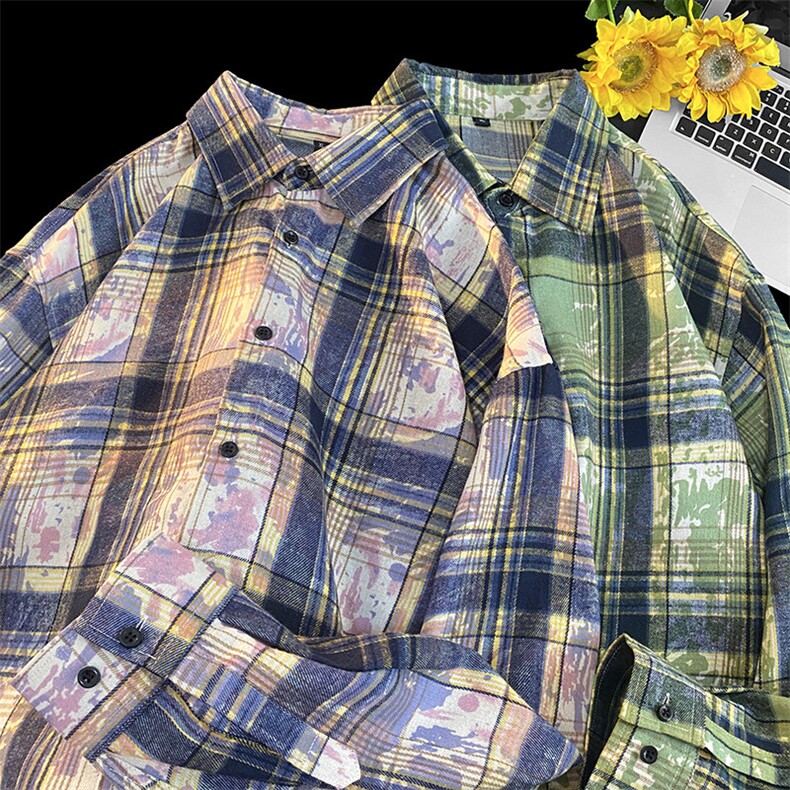 24年冬季加厚扎染衬衫长袖现货衬衫DS-C323-1-2389-P35，男装衬衫，电商C323-1