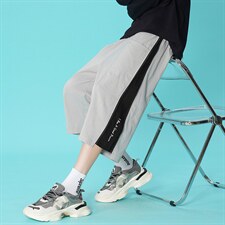 港风男士宽松直筒潮流运动休闲ins蓝底潮牌七分裤DK7108-P43控68，男装休闲裤，星座717
