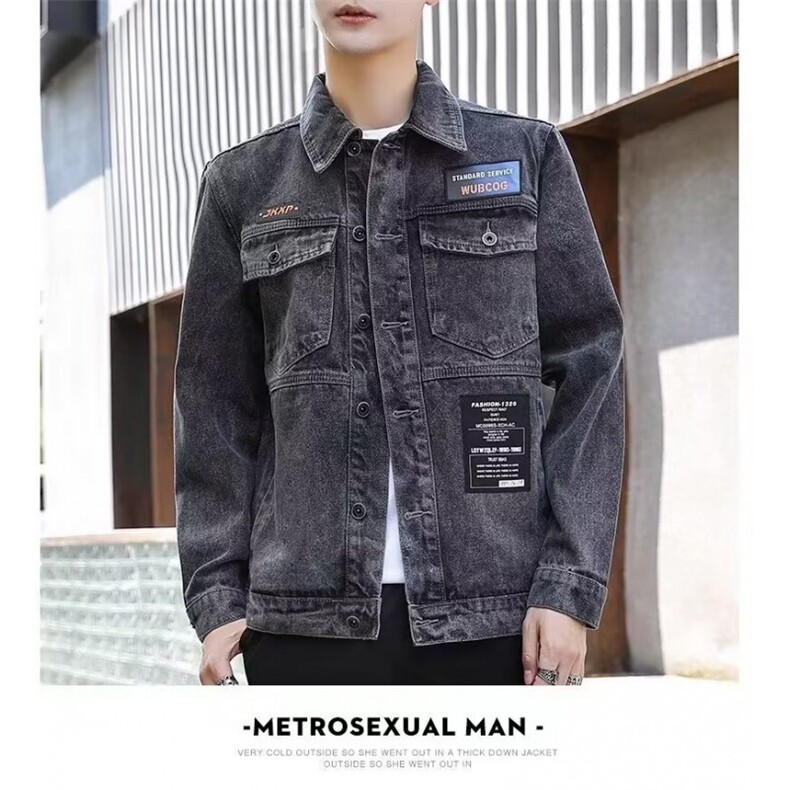 1506-1/JG121/P45新款牛仔外套男士春秋季韩版潮流复古褂子潮百搭,男装工装外套,星座1506-1