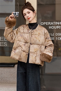 新中式90提花羽绒服2025年冬季新款高级感优雅气质白鸭外套图片