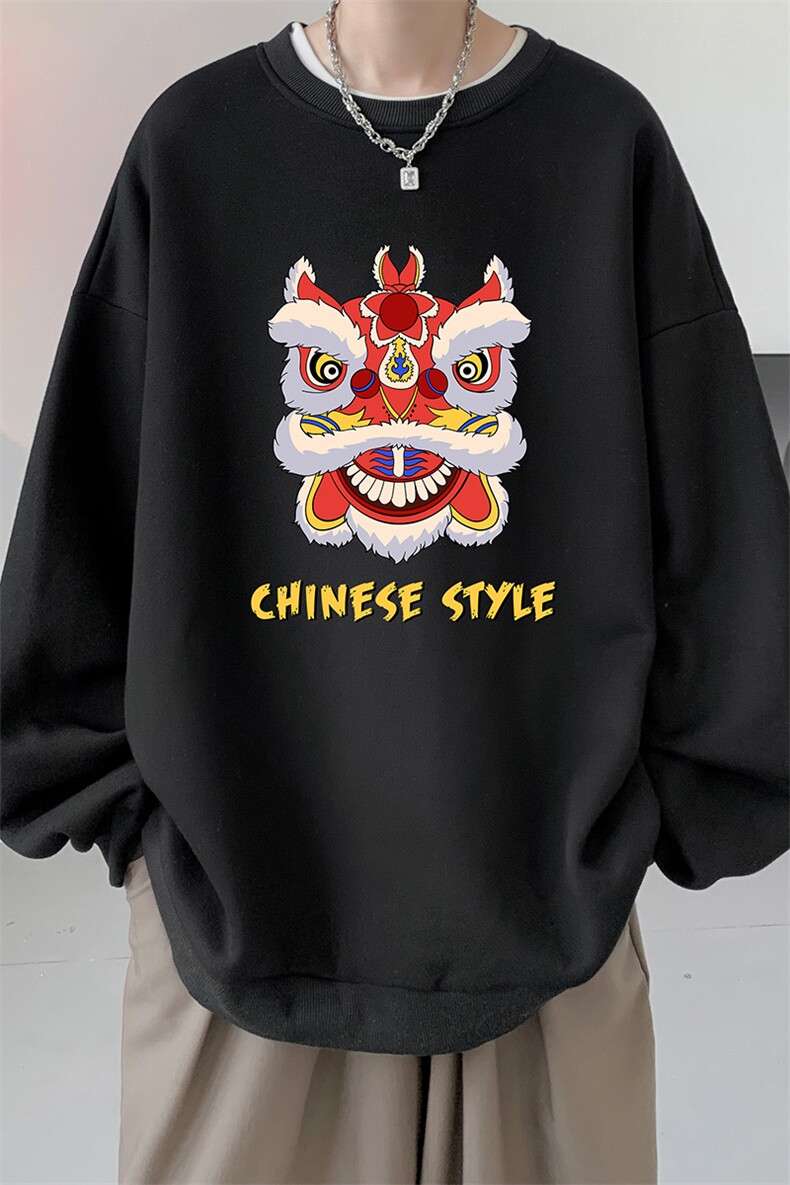 秋季圆领卫衣男大码韩版宽松长袖外套S6185-P28加绒款P33,男装卫衣,电商A040