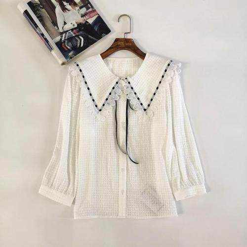 秋季新款大翻领百搭衬衫，女装衬衫，斐伦缇娜