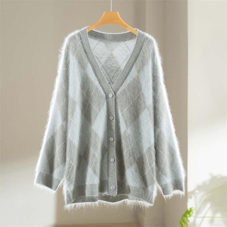 2025百搭时尚简约V领羊绒开衫，女装针织衫/毛衣，伊纯羊绒