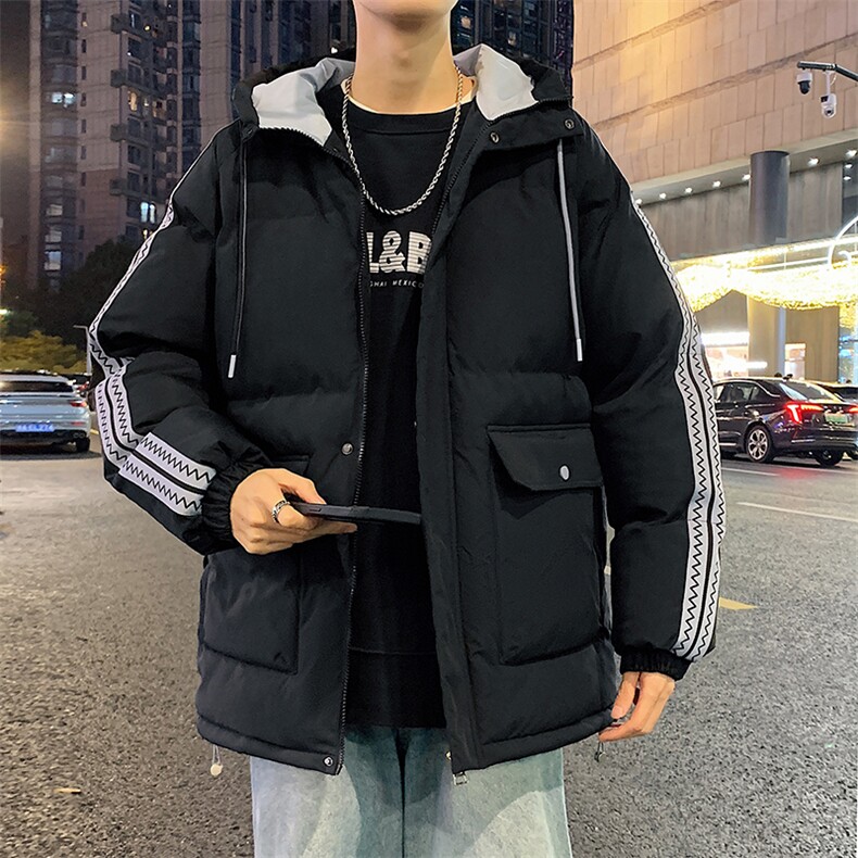 冬季港风撞色连帽棉衣加绒加厚拼色加厚棉衣外套MY6086 P90图片